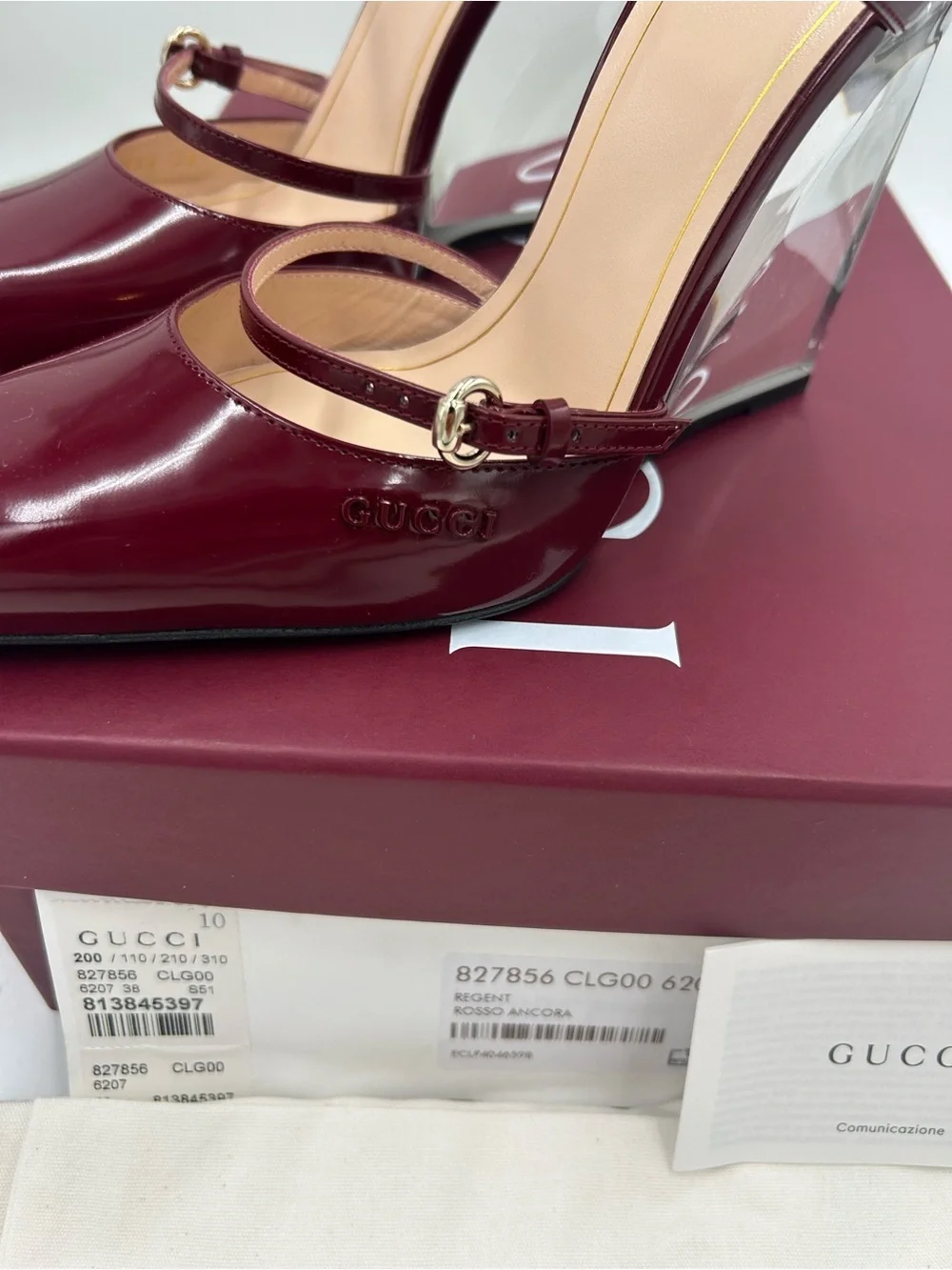 Women's Gucci calf skin Rosso  wedge mules size 38 made in Italy